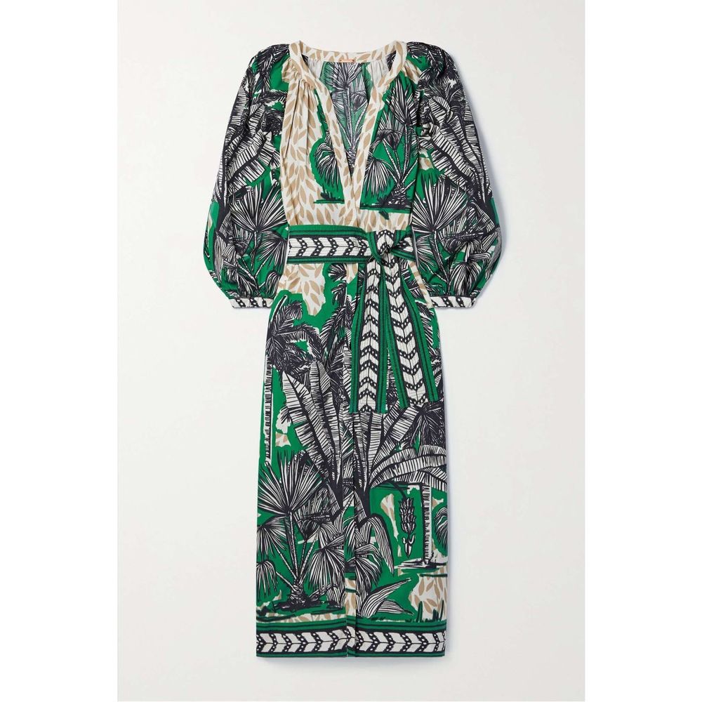 JOHANNA ORTIZ Quiet Solitude floral-print cotton midi dress US 0 $950 - Picture 1 of 11